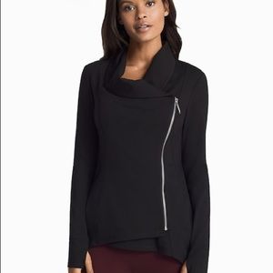 WHBM Asymmetrical zip blazer top
